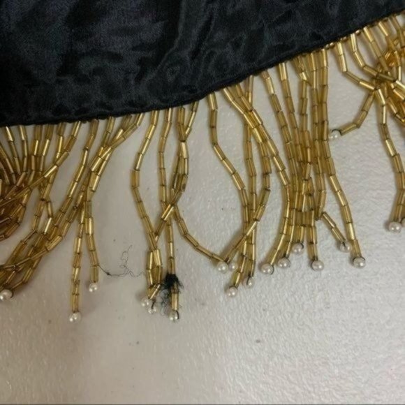 VINTAGE NIPON NIGHT BEADED FRINGE SILK JACKET 8 - Picture 12 of 16